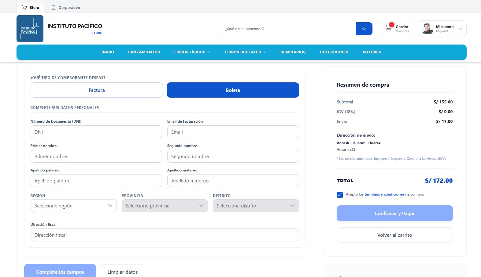 Paso 2.2: Dirección de envío